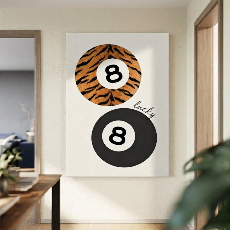 Impression de tigre moderne 8-Ball Billiards, impression sur toile encadrée