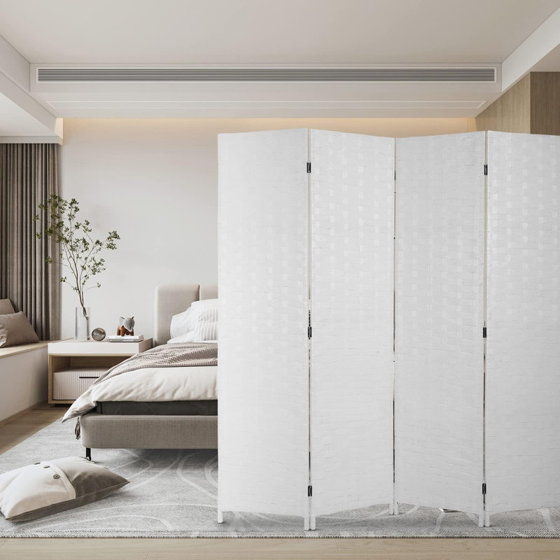 Paravent pliable cloison de séparation en bois 6 pi, 4, Blanc