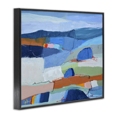 Expressive Colorfield Landscape Framed Giclee Art, design by Jan Weiss