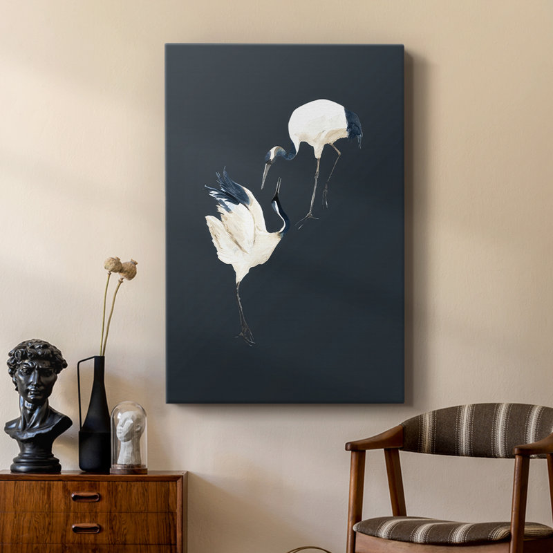 Cranes on Indigo I - galerie sur mesure Cavas, H 12 po x l 8 po