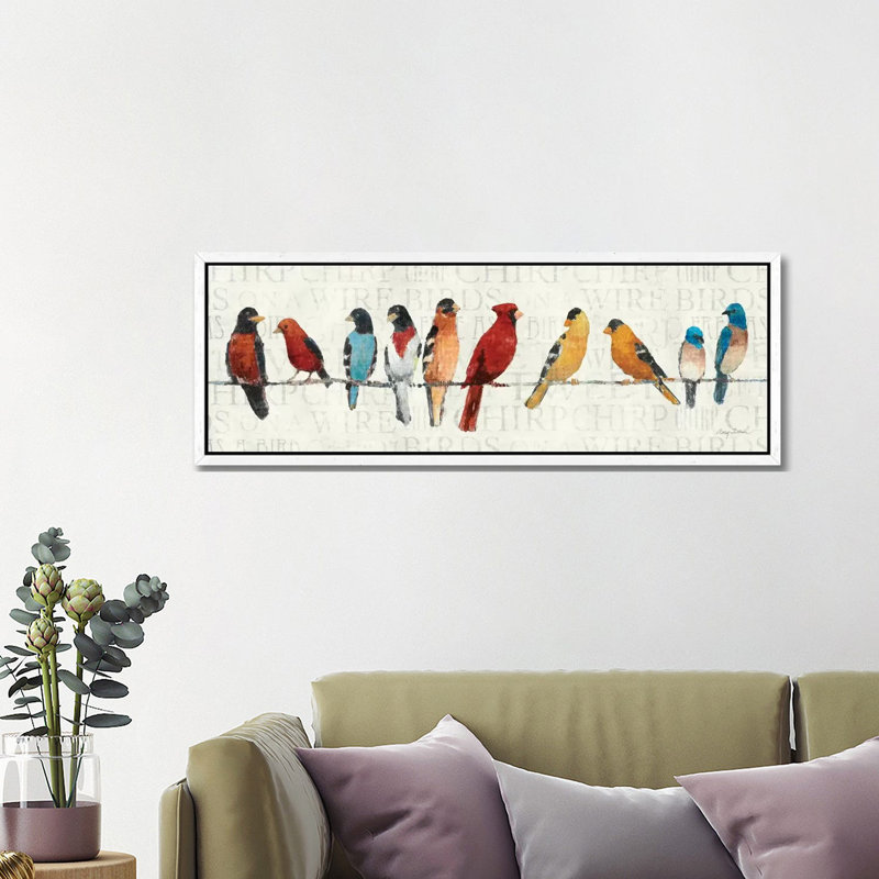 The Usual Suspects - Birds On A Wire by Avery Tillmon - Wrapped Canvas Panoramic Painting, 121.92 cm H x 40.64 cm W, White