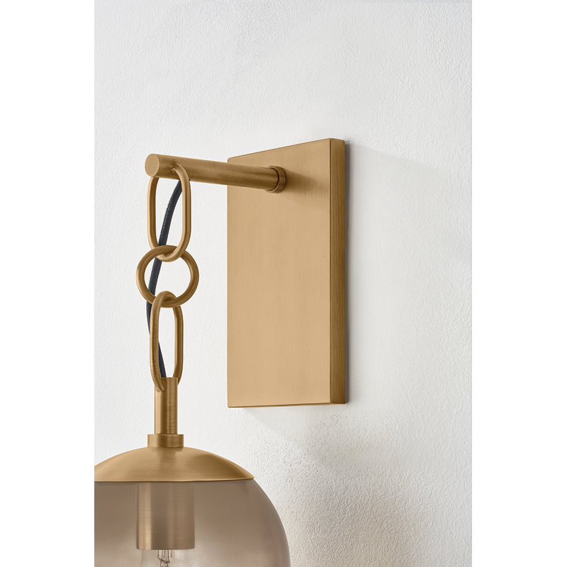 Troy Lighting Harvey 7 inch wide 1 Light Wall Sconce in Patina Brass