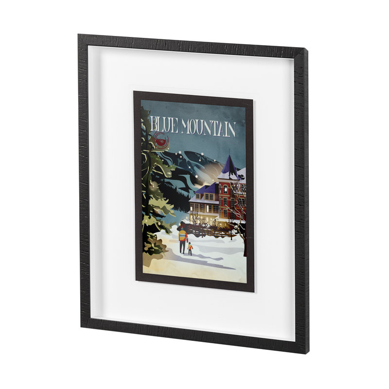 «Blue Mountain» par Simeng, reproduction d'art encadrée sous verre, H 25,5 po x l 21,5 po x P 1,5 po, Cadre simple noir