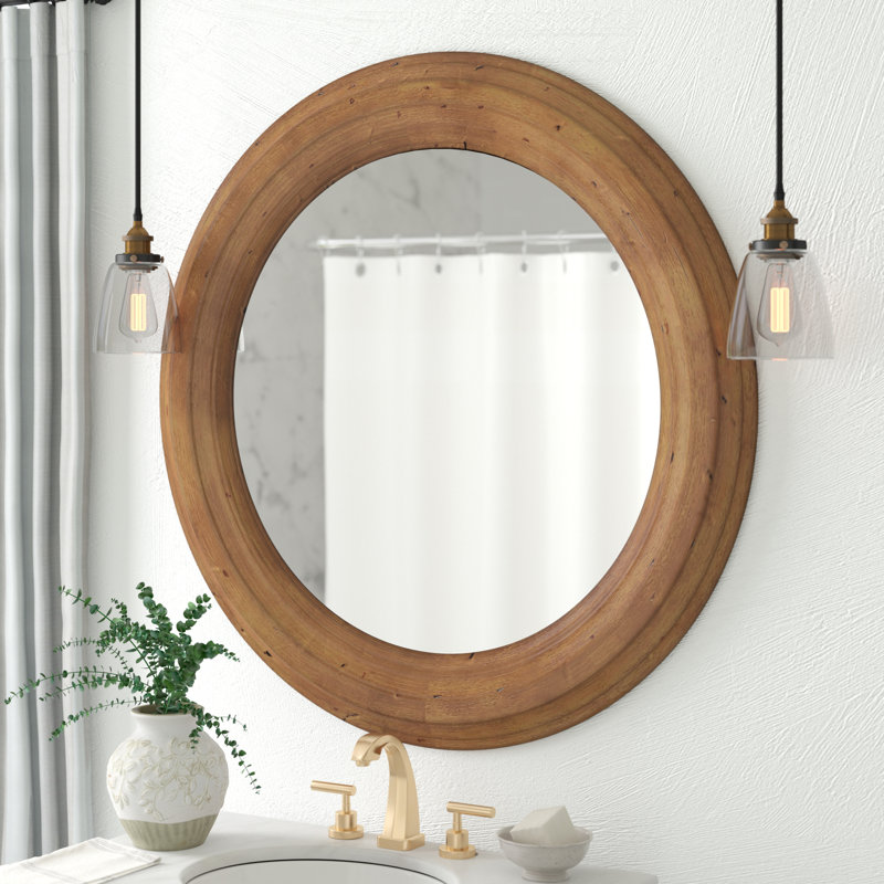 Callanan Solid Wood Round Wall Mirror, 40" H x 40" W