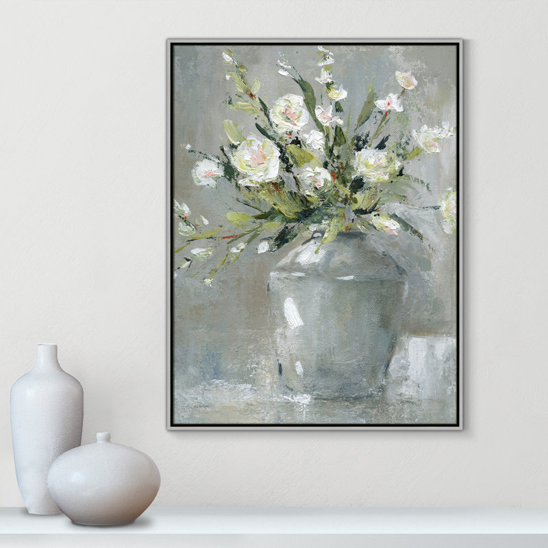 Country Bouquet II - reproduction d'art, Aucun mat, H 41,5 po x l 31,5 po x P 2 po, Toile avec cadre argenté