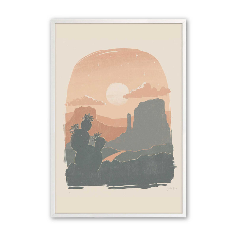 Cactus Silhouettes I Print dans un cadre, H 37 po x l 25 po, Encadrement de coin ouvert blanc opaque