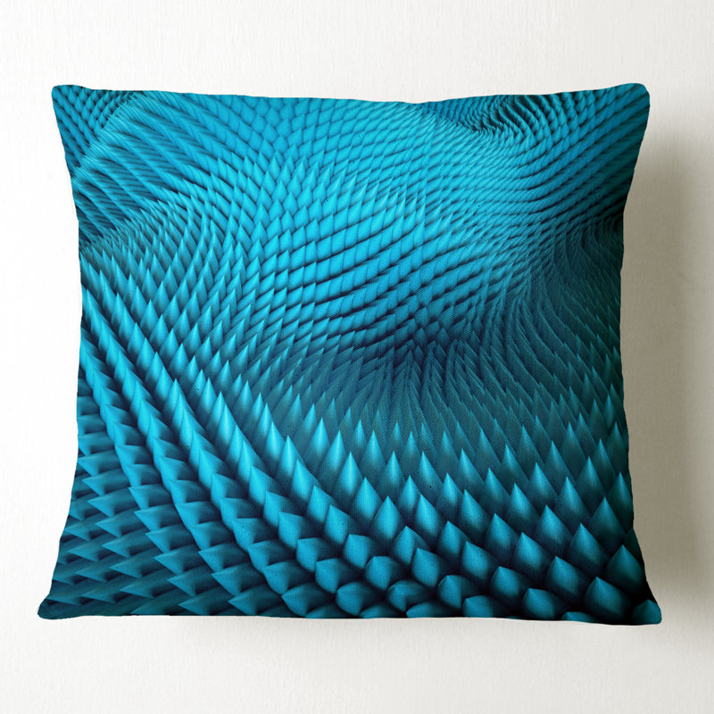 Abstrait bleu ondulé abstrait - Coussin décoratif imprimé abstrait, 18 po x 18 po, Carré