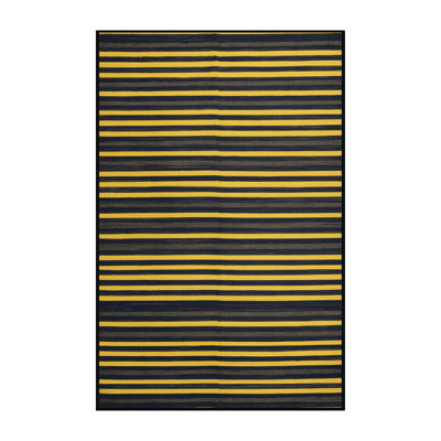 Machine Washable Horizontal Stripes Grey Area Rug