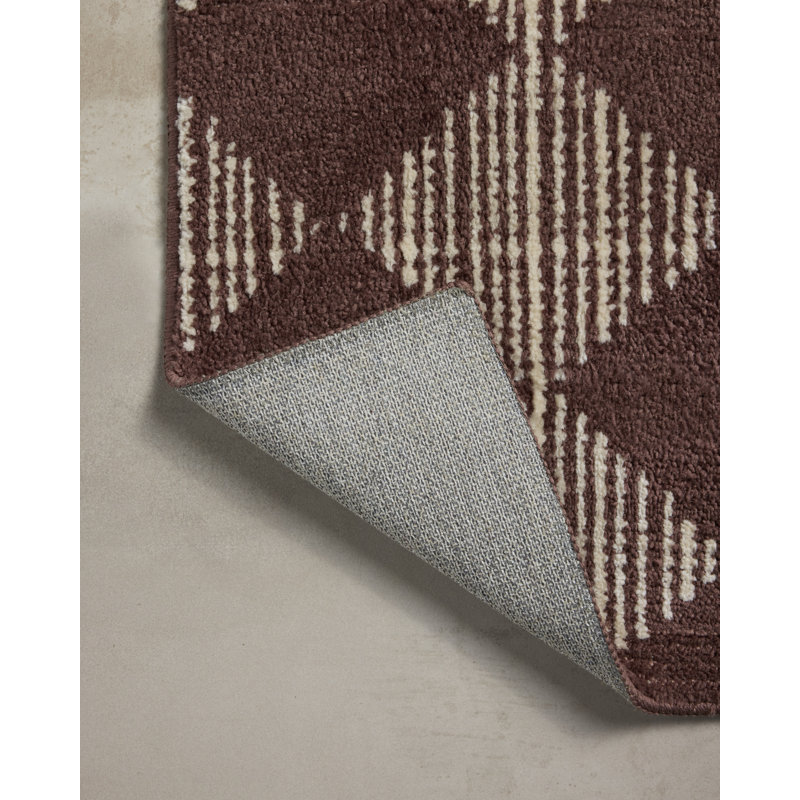 Lawrence Bath Mat, 1'-10" x 5', Plum / Ivory