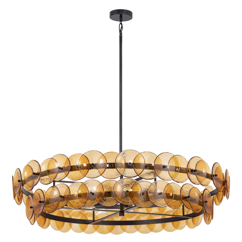 Loren-Multi-Tier Chandelier, Gunmetal/Amber