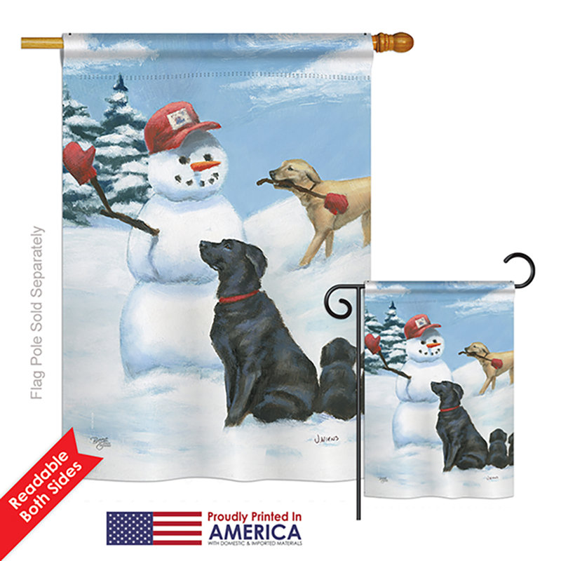 Pals de neige à 2 côtés en polyester 40 x 28 po. "snow nature" ensemble de drapeau
