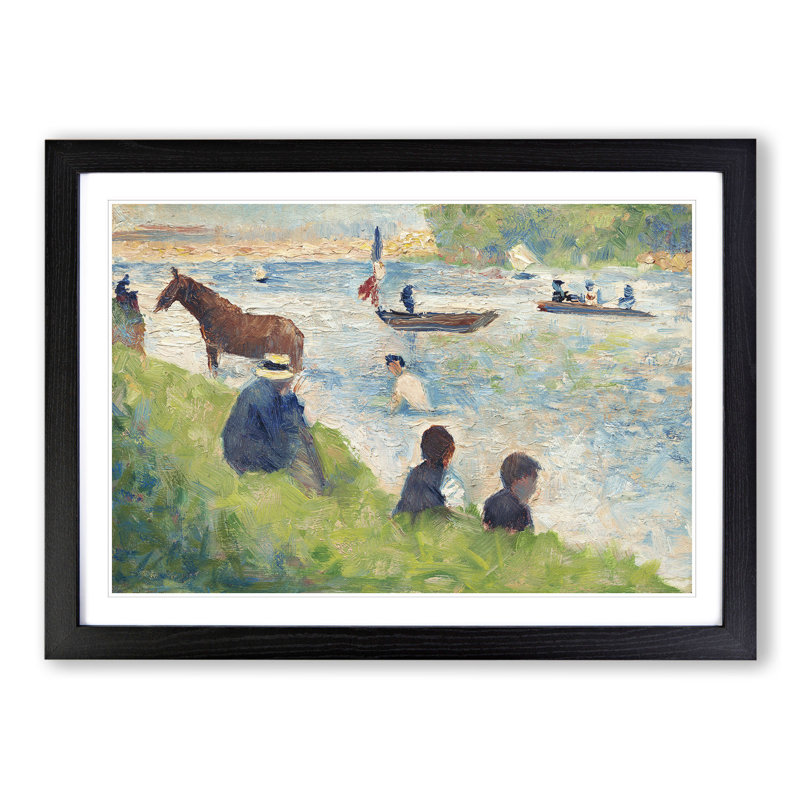 Study of Bathers Vol.1 by Georges Seurat - Picture Frame Painting, 27cm H x 36cm W x 2cm D, Black Framed