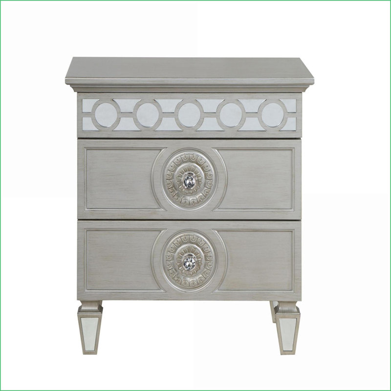 Table de chevet 2 tiroirs Silver Glam