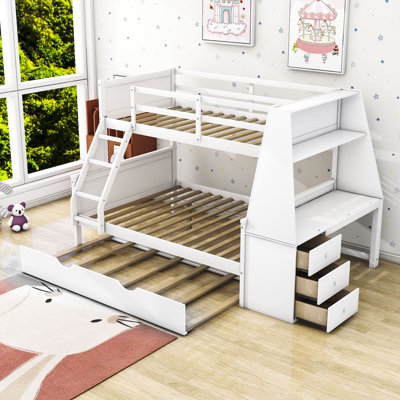 Iginia Kids Twin Over Full Bunk Bed with Trundle with Drawers