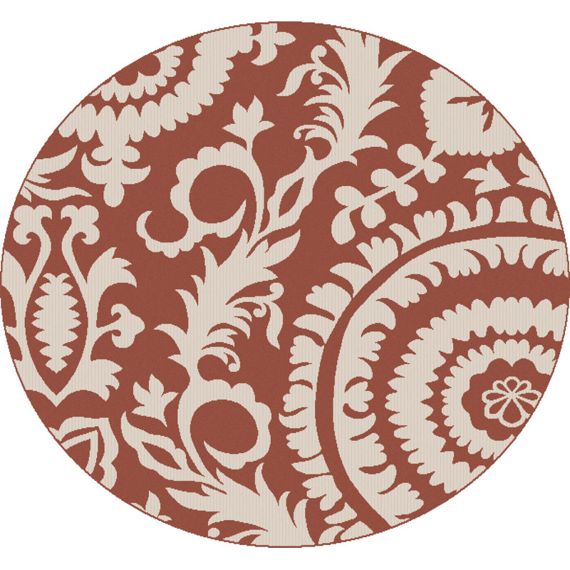 Tapis intérieur/extérieur brique floral Amato, Rond 8 pi 9 po