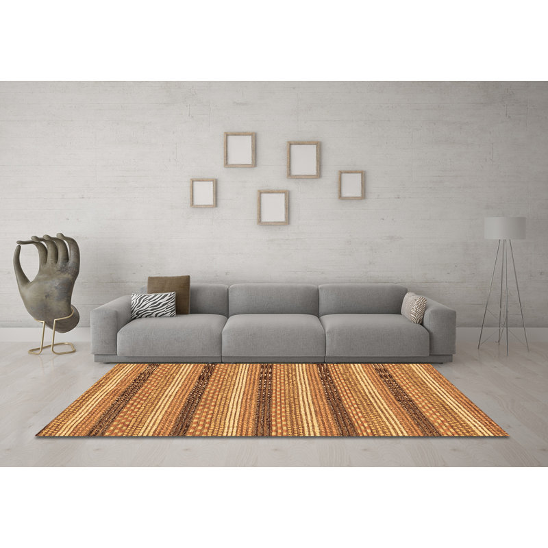 Tapis abstraits 238 bruns lavables à la machine, Carré 8 pi