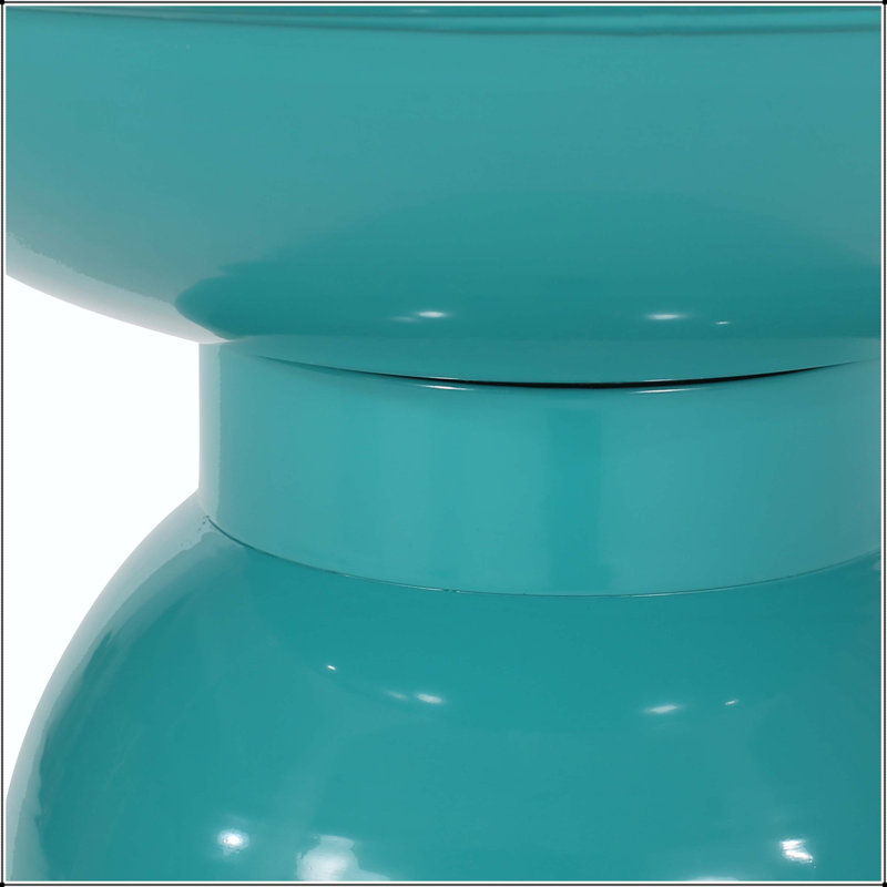 Table de bout d'extérieur en métal - Grande avec piédestal évasé - Bleu sarcelle, 20.35" H x 14.96" W x 14.96" D, Teal