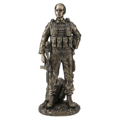 11.61 in H Defend and Serve Female Soldier Poly Resin