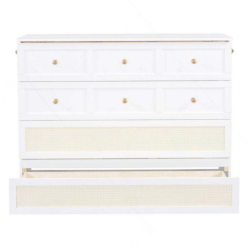 Lit escamotable double avec grands tiroirs, blanc, Blanc, Complète