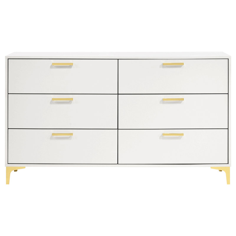 Commode rectangulaire blanche à 6 tiroirs
