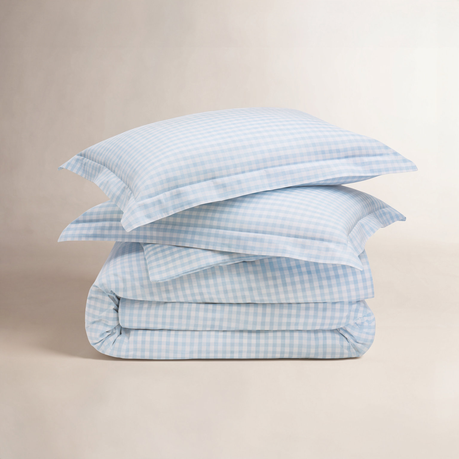 Gingham Duvet Set, White/Blue, Queen