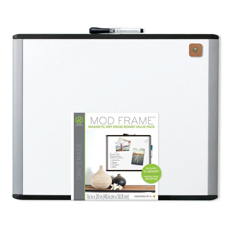 MOD Magnetic Dry Erase Board with Black and Gray Frame