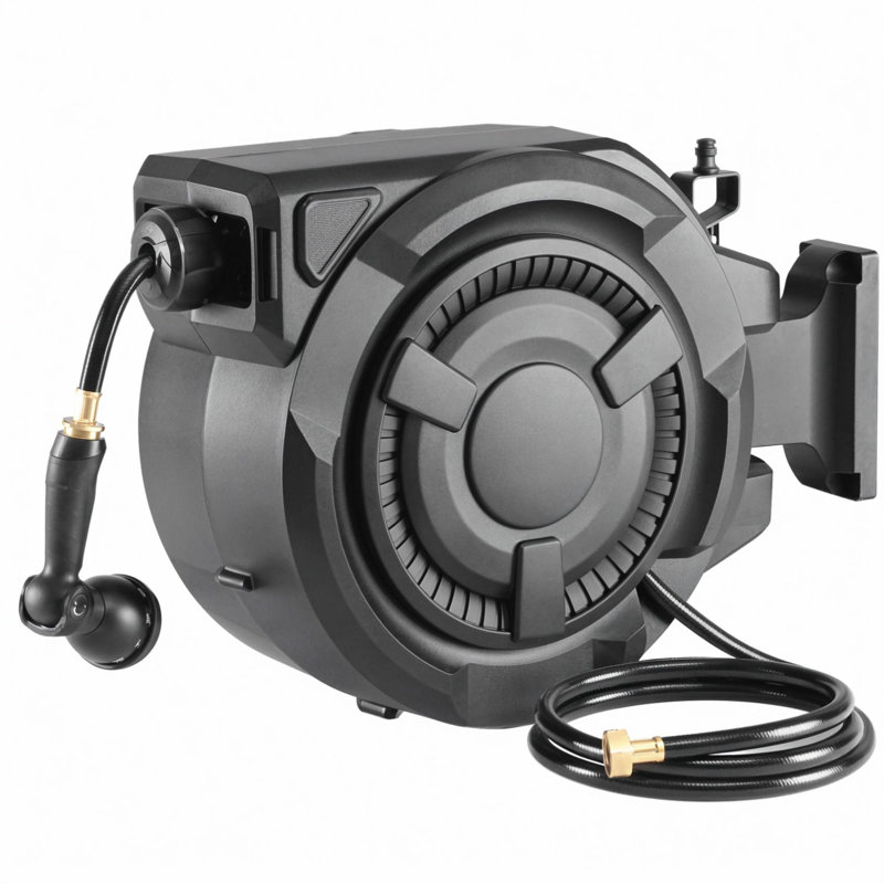 Retractable 1/2 in. dia x 100 ft. Garden Water Hose Reel with 180° Swivel Bracket, 130ft x 1/2in