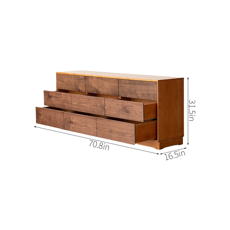 Commode d'entrée 9 tiroirs Modern Modern, H 31,5 po x l 70,8 po x P 16,5 po
