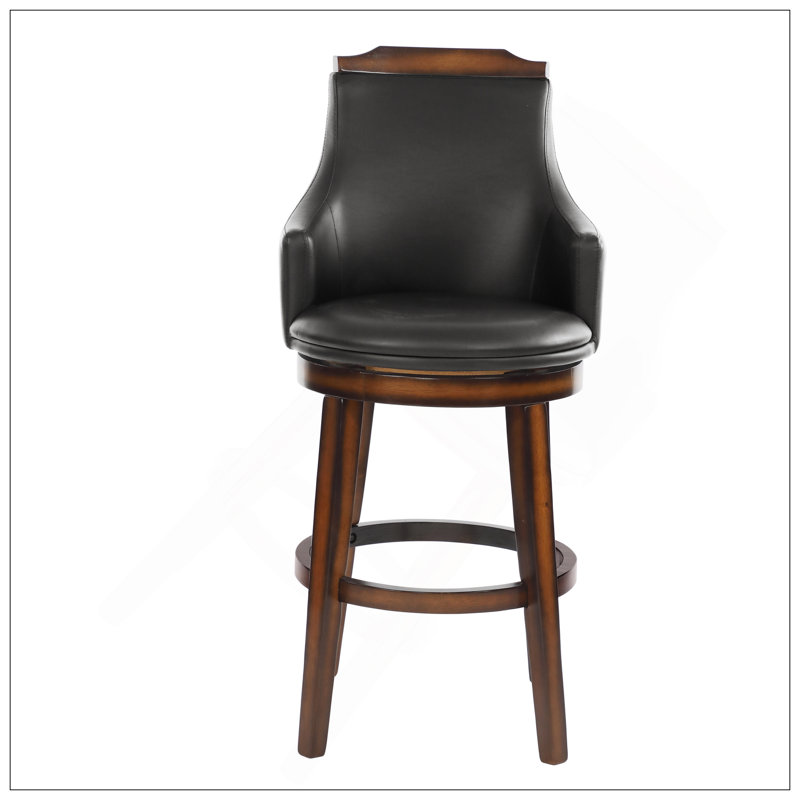 Ensemble de 2 chaises pivotantes à hauteur de pub rembourrées en similicuir brun foncé