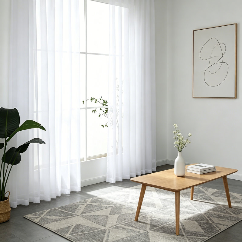 Voile blanc uni avec passe-tringle, 52"W x 84"L