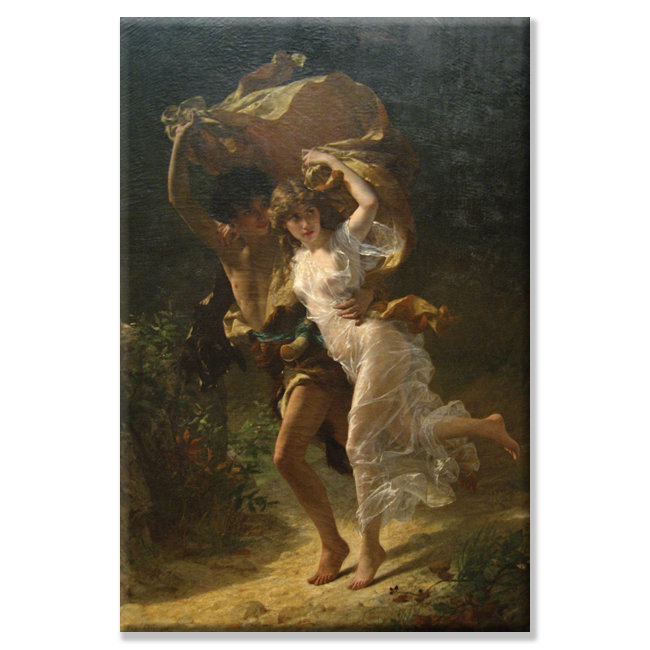 « the storm » par pierre auguste, reproduction d’art sur lit, H 66 po x l 44 po