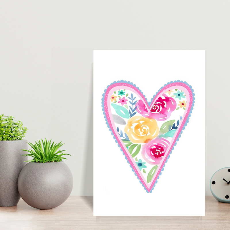 Cœur V délicat, romantique, printemps, été, art mural, 18" H x 12" W