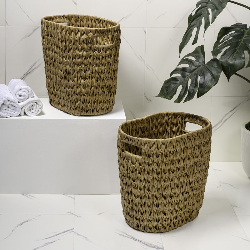 Corbeille à papier conique ovale en résine d'érable 4,5 gallons avec poignées Maple, Naturel