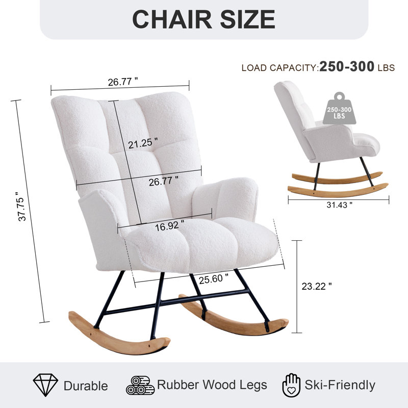 Solid + Manufactured Wood/Iron Rocking Chair, White