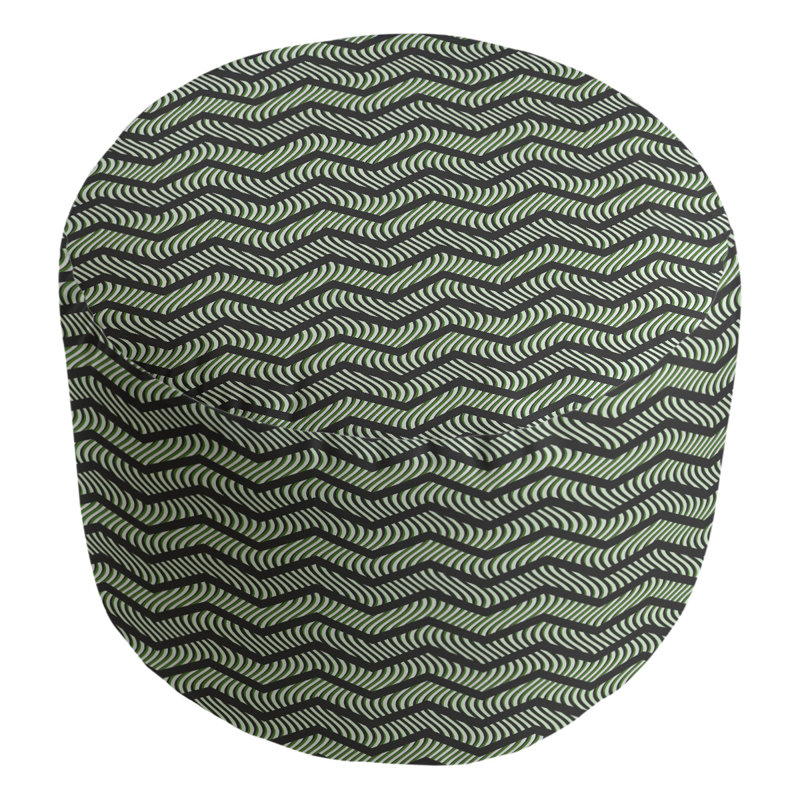 Upholstered Pouf, Black/Green