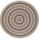 Round Boho Jute-Look Beige Black Area Rug