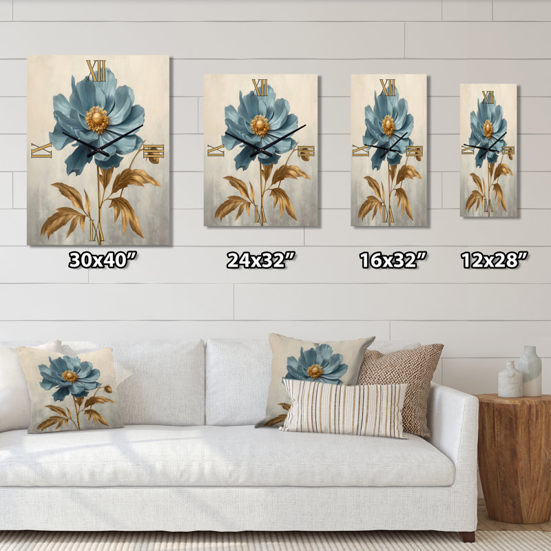 Horloge murale en fleurs avec anémone en fleurs rétro I - fleurs sauvages, Petit