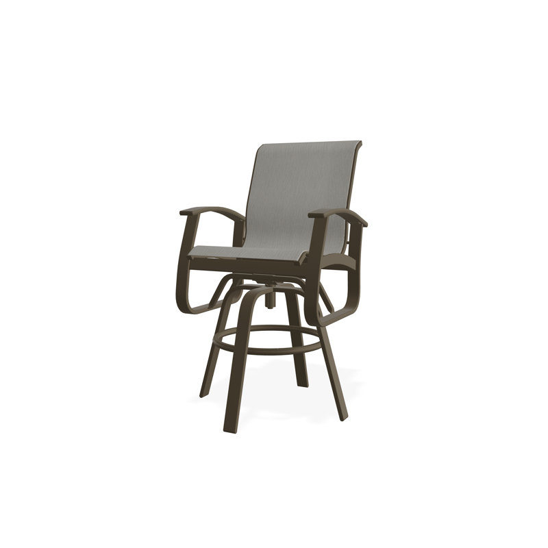 Fauteuil pivotant à hauteur de barre en aluminium Belle Isle Sling, Bois de plage, Huître Augustine