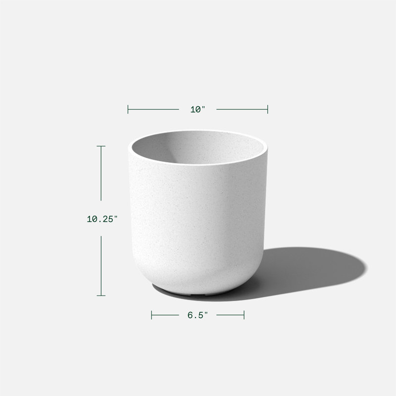 Mason Series White 10" Plastic-Stone Indoor/Outdoor Planter