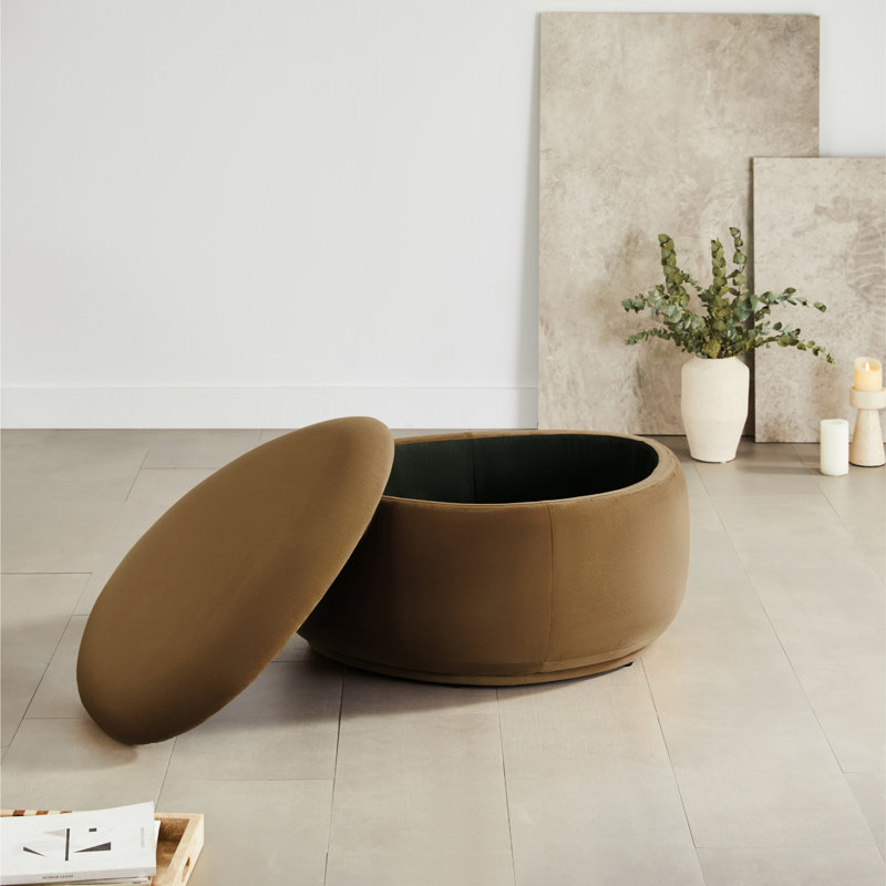 Repose-pieds avec rangement Hoya , Soren Ochre Performance Velvet
