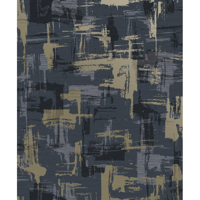Papier peint géométrique à surface vieillie, Bleu marine