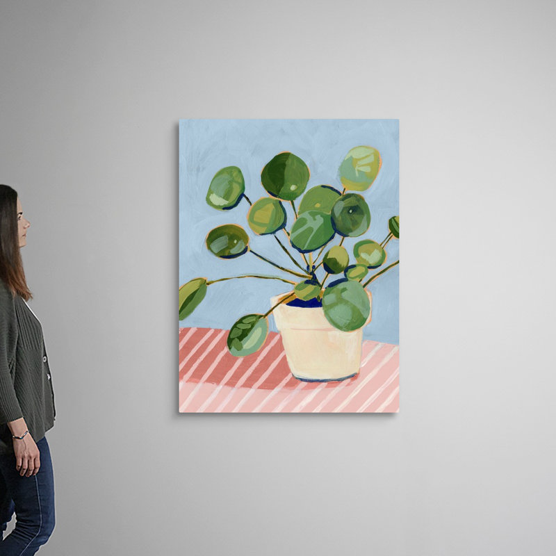 Plante sur toile rose I, art mural, Toile tendue, H 48 po x l 36 po