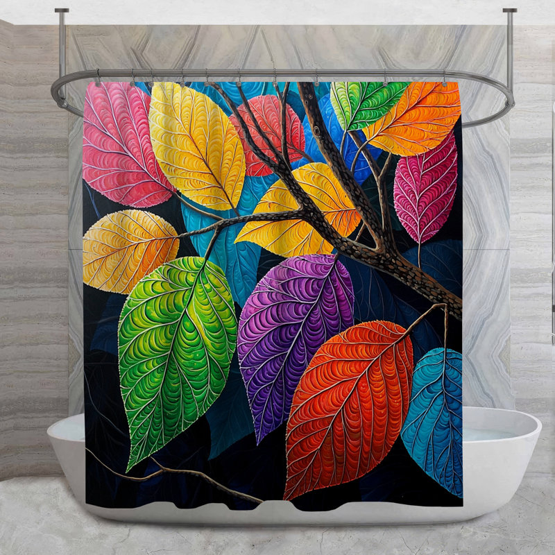 Rideau de douche Rainbow Leaves - Nature, H 84 po x l 70 po