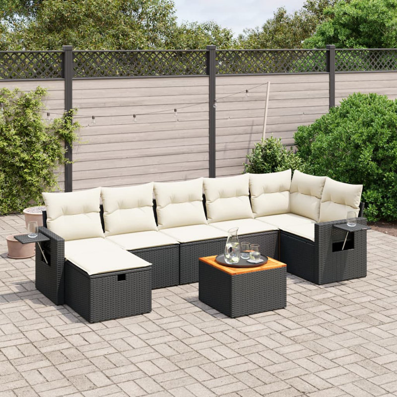 Ensemble de canapé de jardin Vidaxl noir et blanc crème