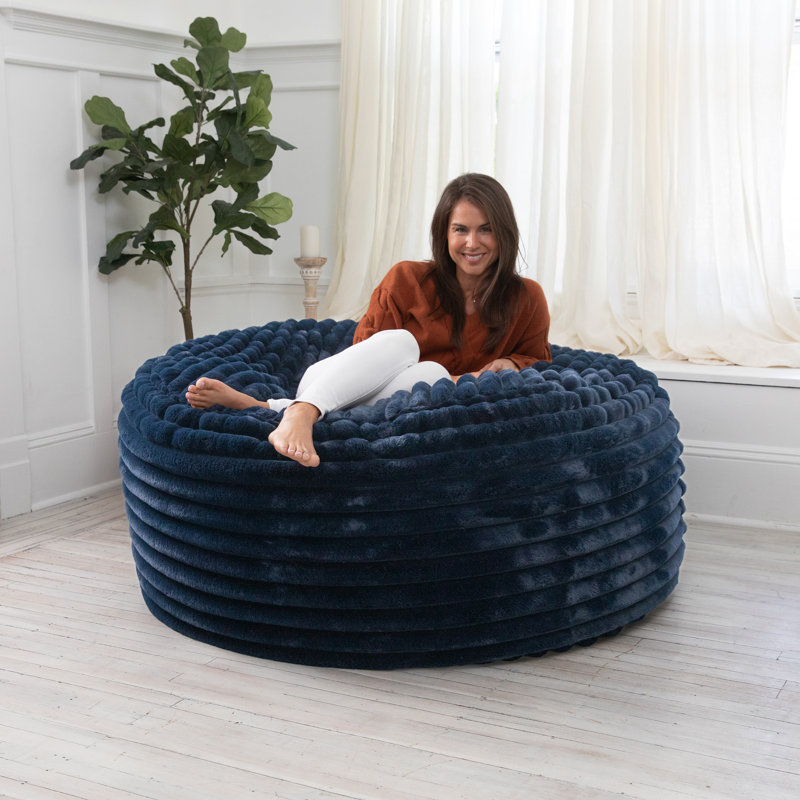 Saxx 5 Foot Large Bean Bag w/ Removable Cover, Mondo Fur, Blue