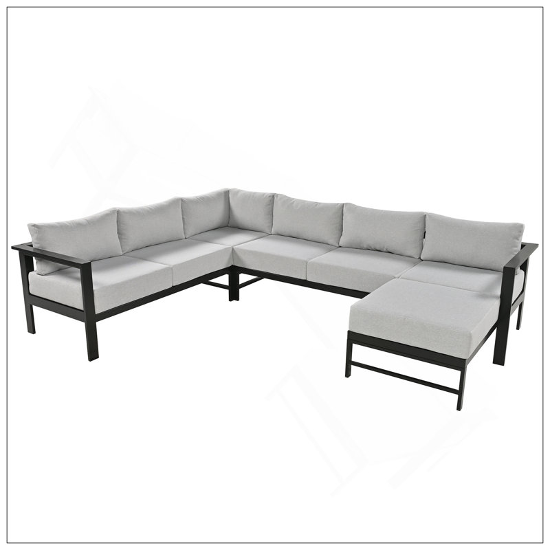 U-Shaped Multi-Person Outdoor Sofa Set, Suitable For Gardens, Backyards, And Balconies., Gray