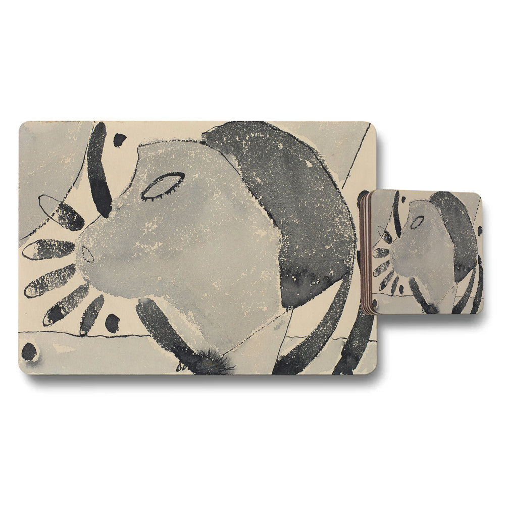 Abstract Dog Themed Placemats And Coaster Set For Kitchen