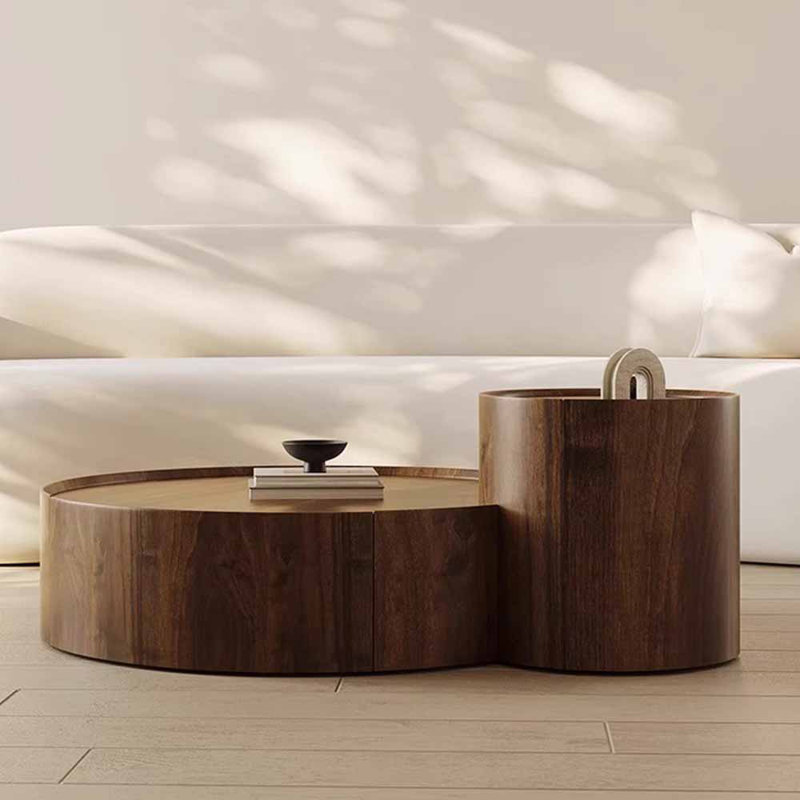 Creative design round tea table combination, Brown