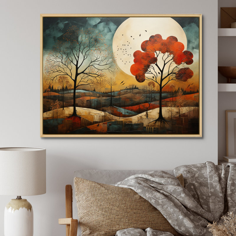 «Orange Teal Native American Essence I», reproduction d'art sur toile, H 12 po x l 20 po x P 1 po, Cadre naturel flottant