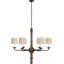 Suzanna Chandelier in Vintage Oak and Aged Iron with Natural Linen Flat Pleated Shades-721278377